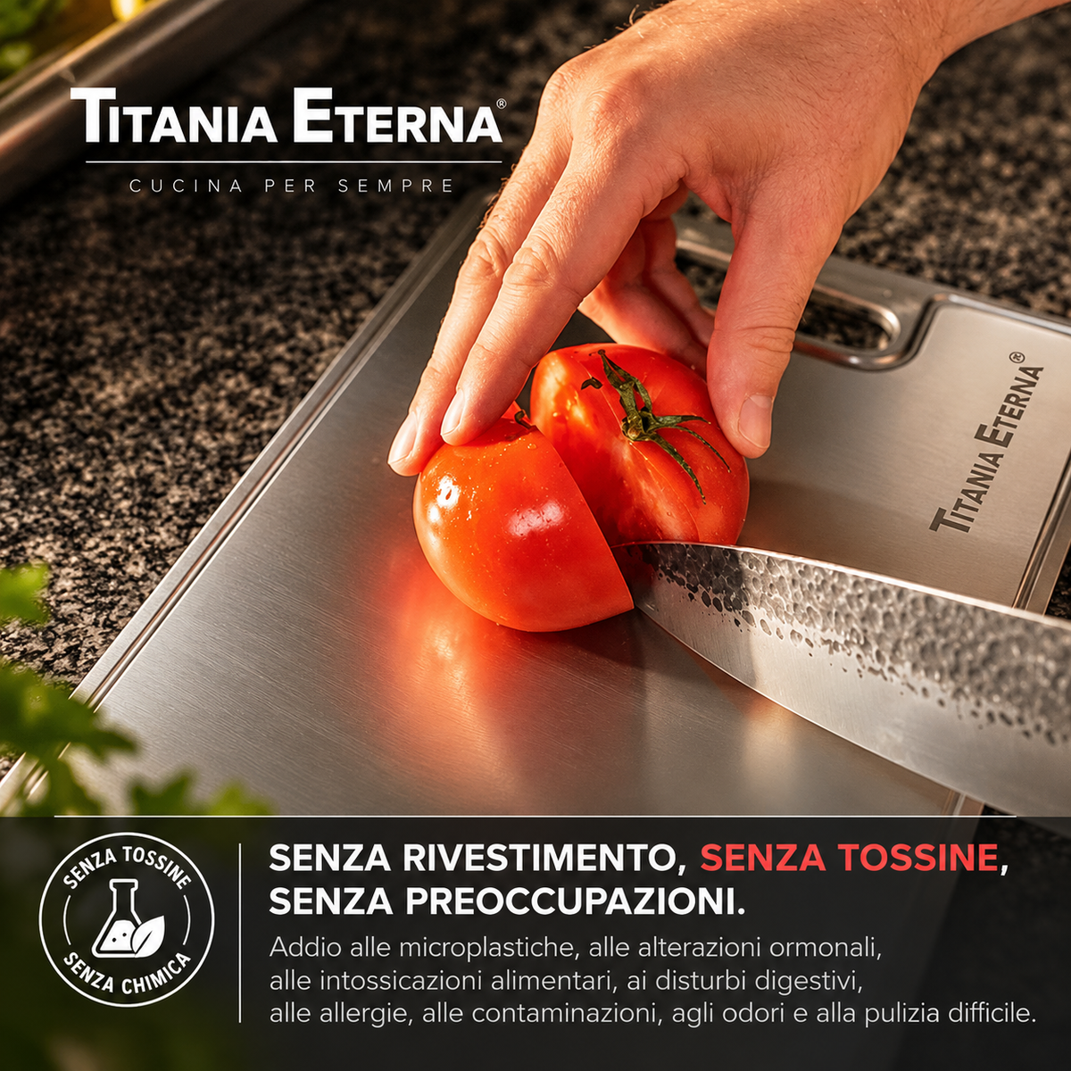 Tavola da taglio in titanio puro al 100% — Titania Eterna®